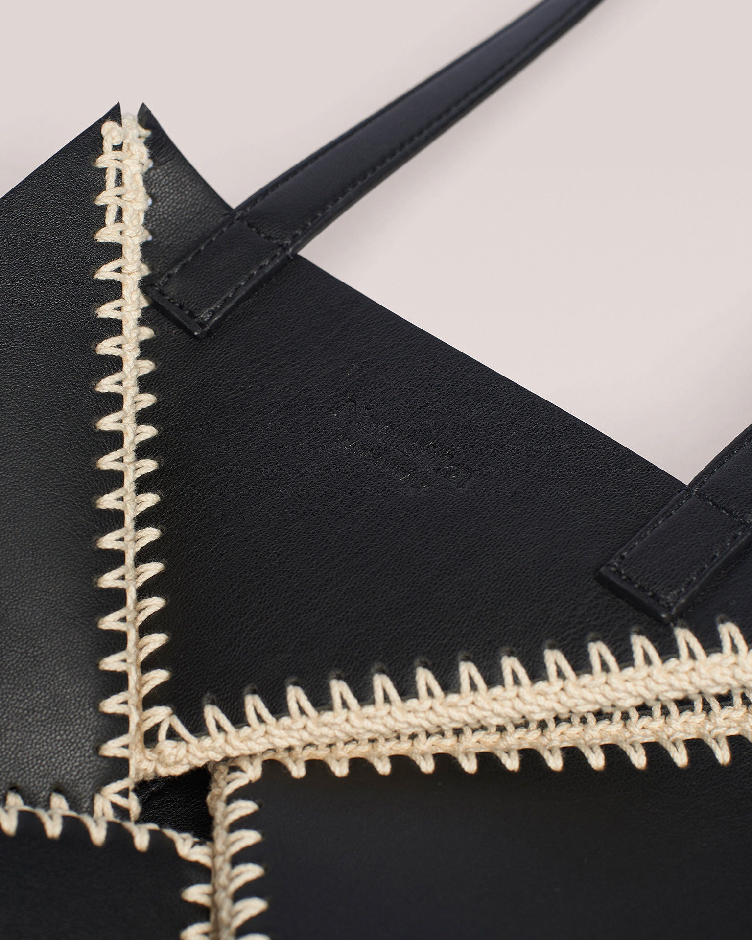 THE ORIGAMI TOTE - Vegan leather patchwork midi tote - Black - 3