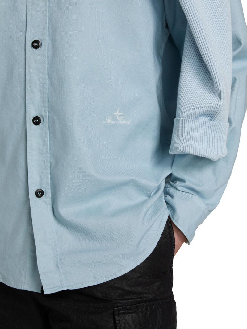 Men's Logo-Embroidered Cotton Button-Down Shirt - Dust Blue 6