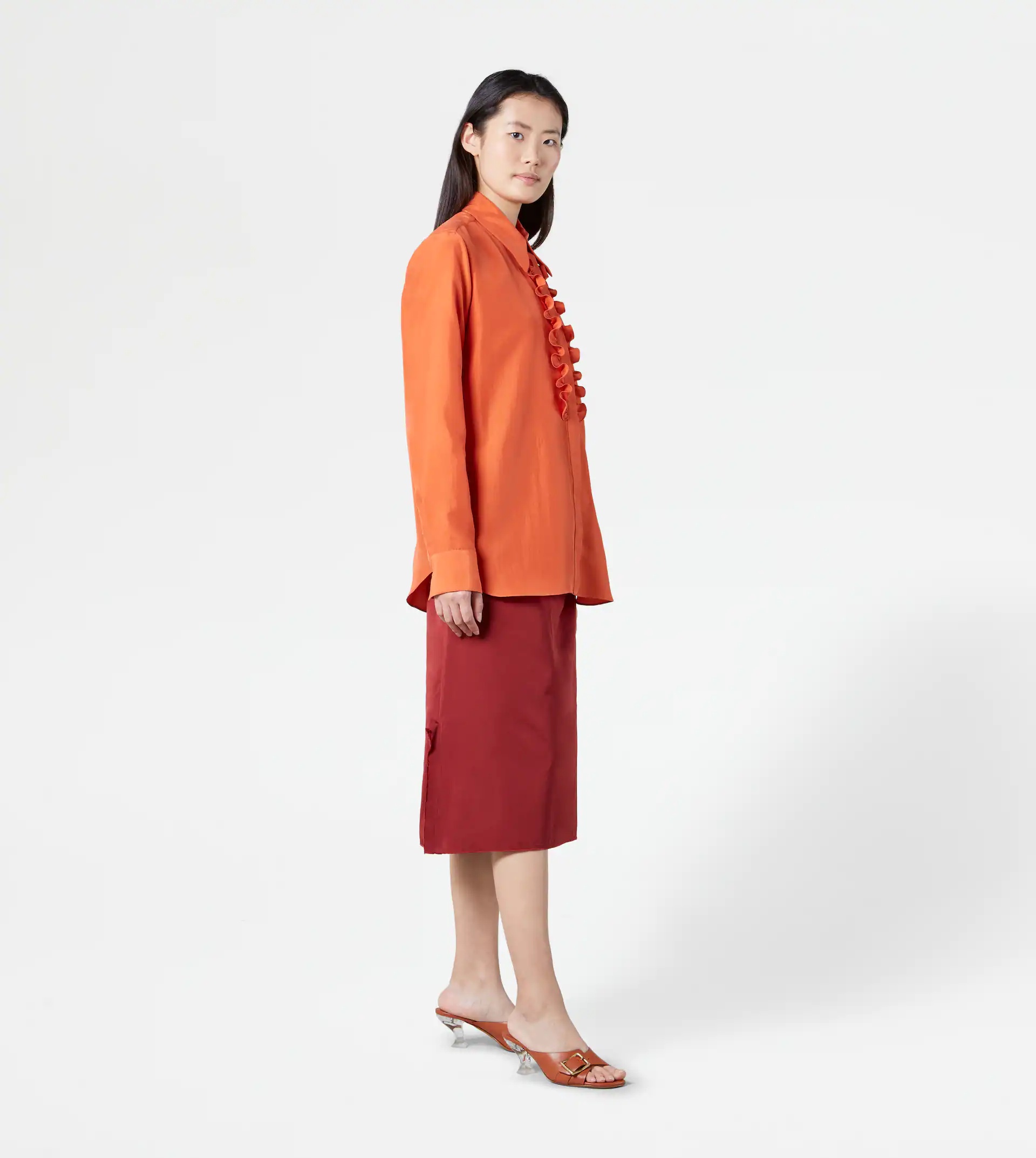 SILK BLOUSE - ORANGE - 4