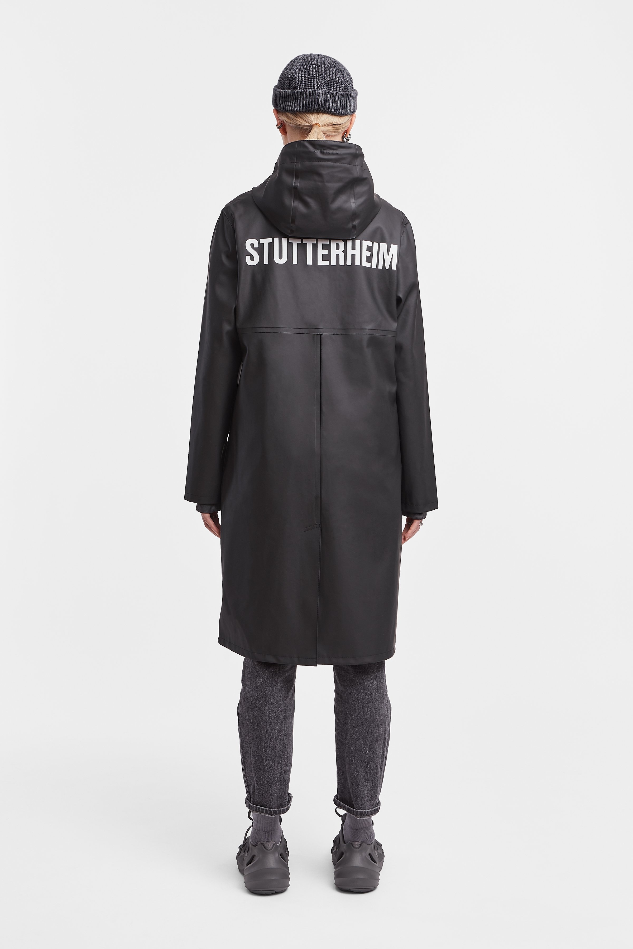 Stockholm Long Print Raincoat Black - 16