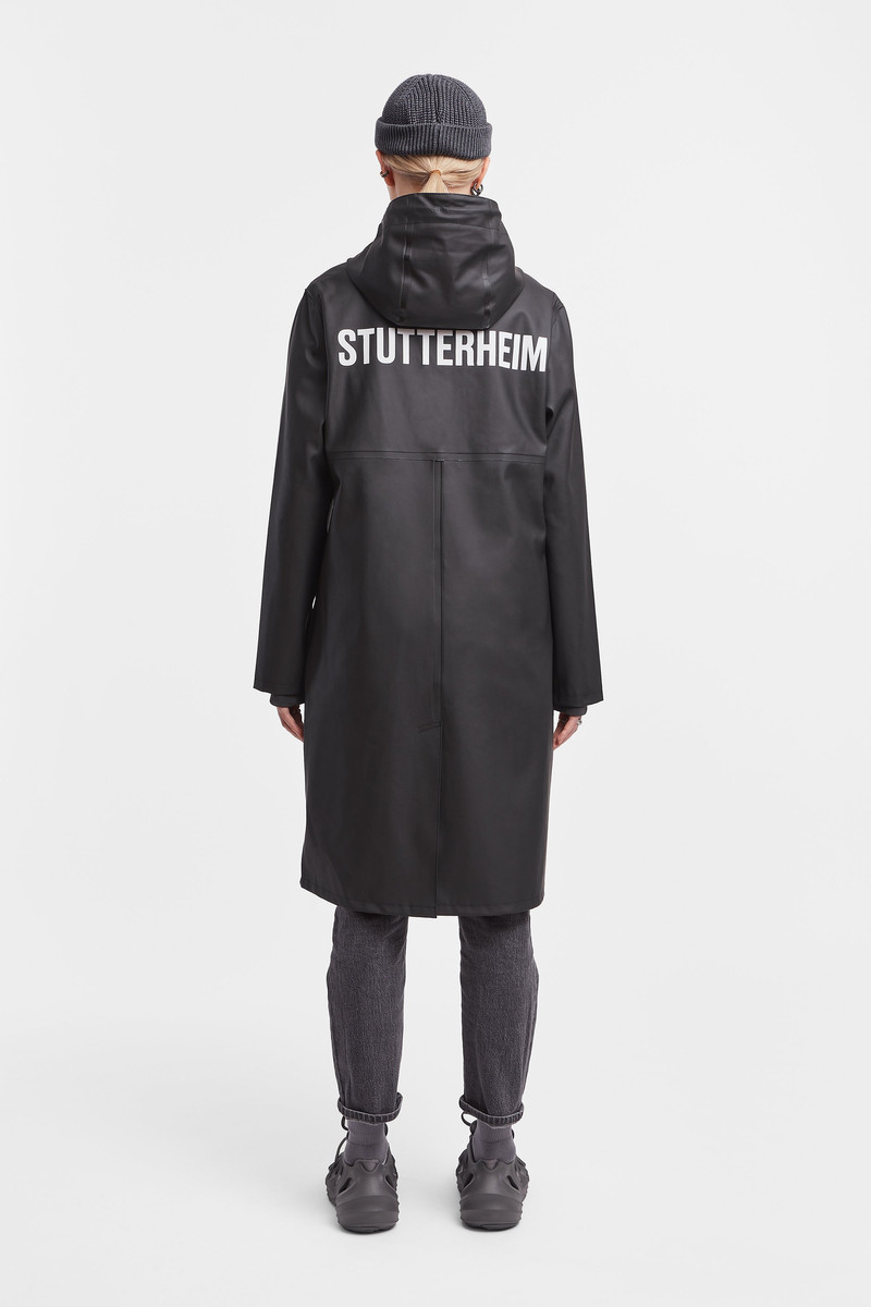 Stockholm Long Print Raincoat Black 4