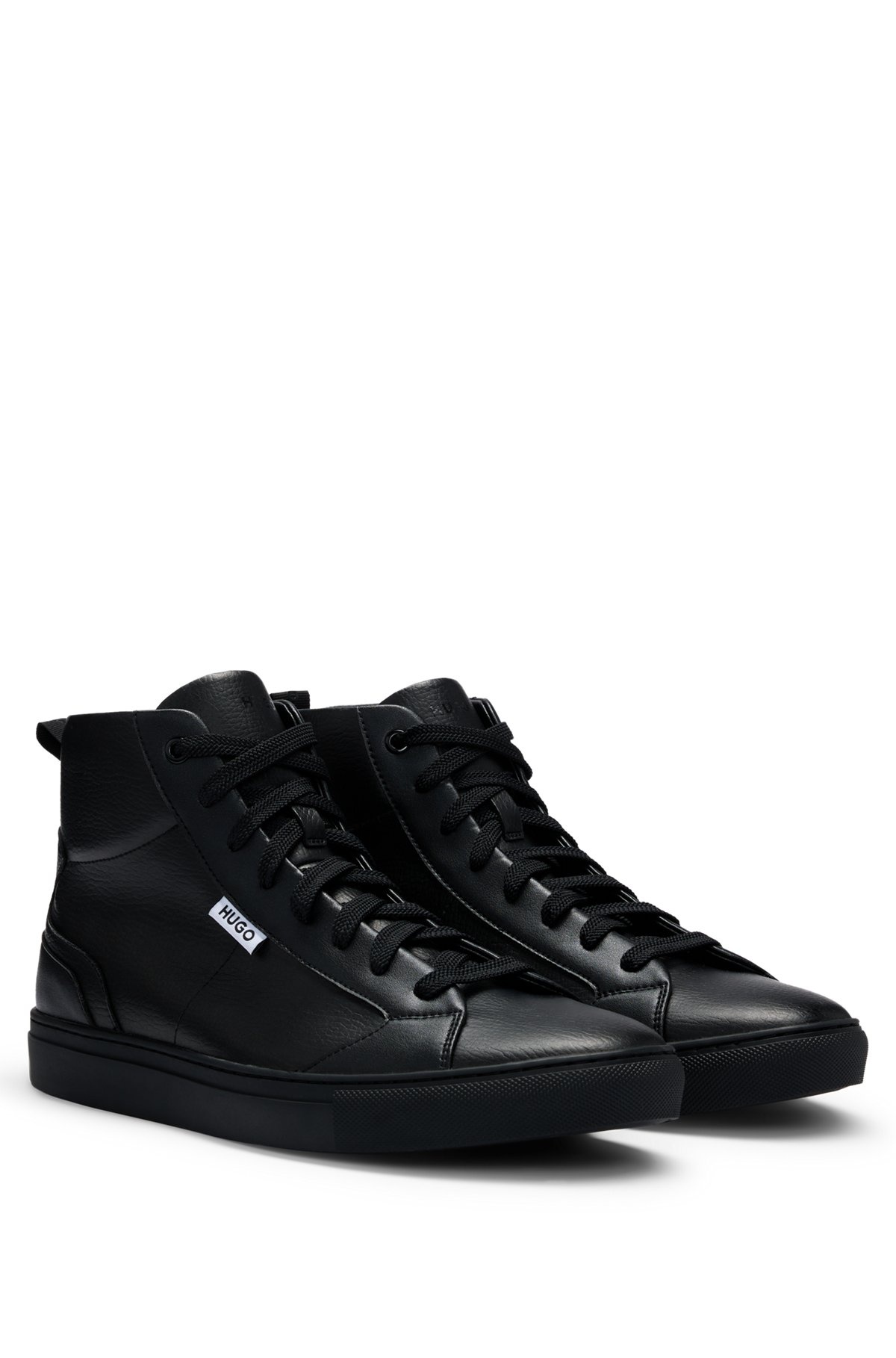 HIGH-TOP TRAINERS IN GRAINED FAUX LEATHER - 2