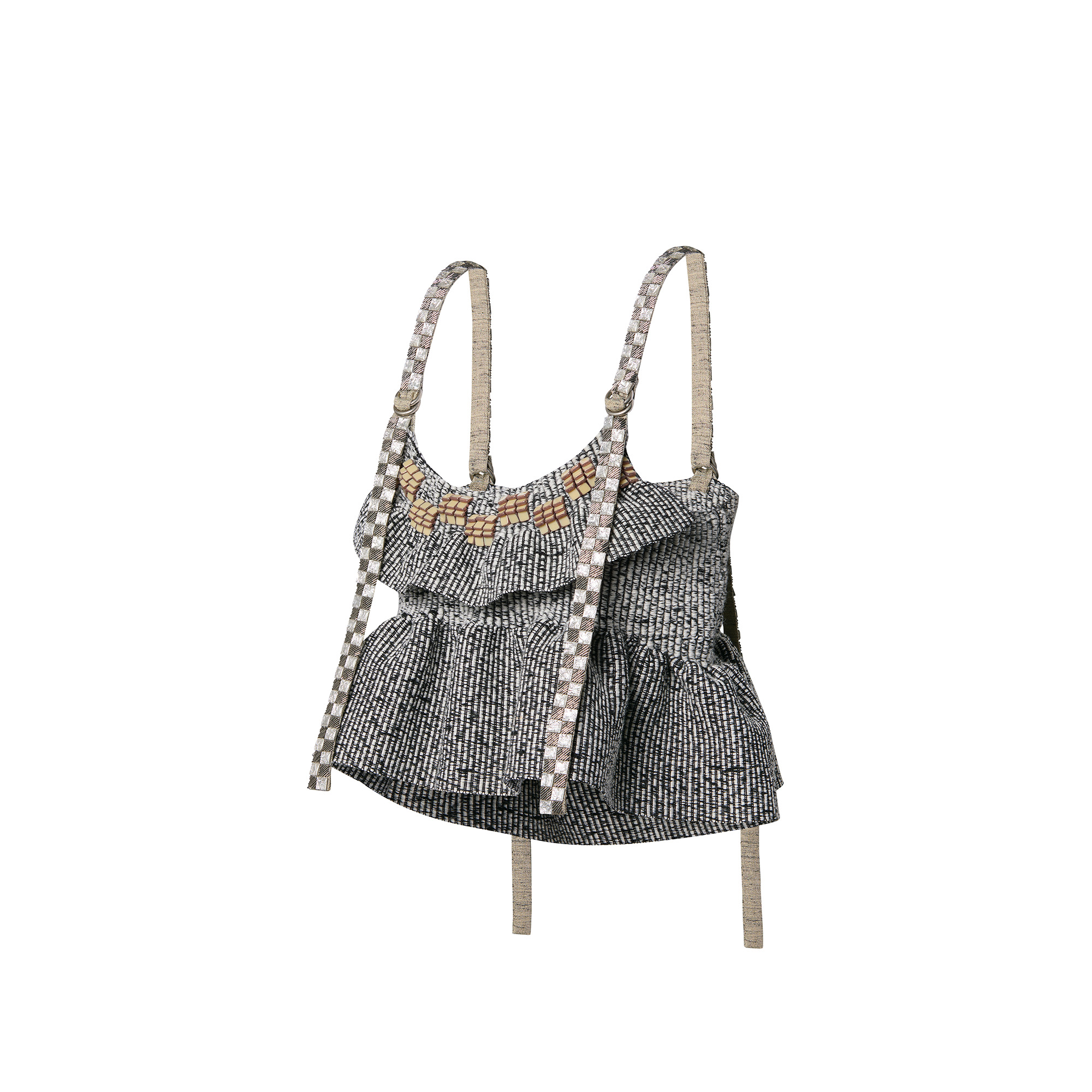 Checkerboard Strap Crop Top - 2