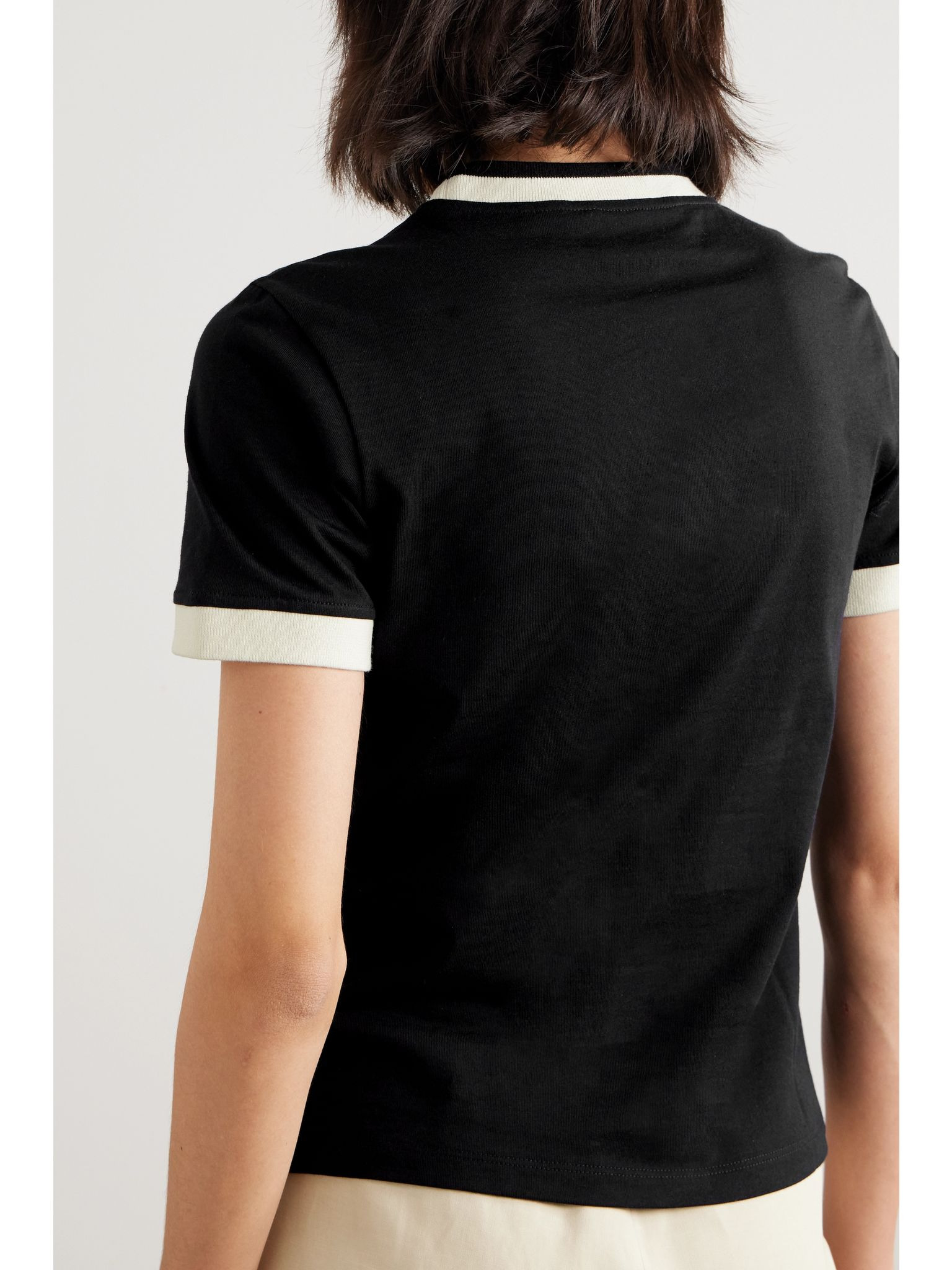 Embroidered cotton-jersey T-shirt Black - 3