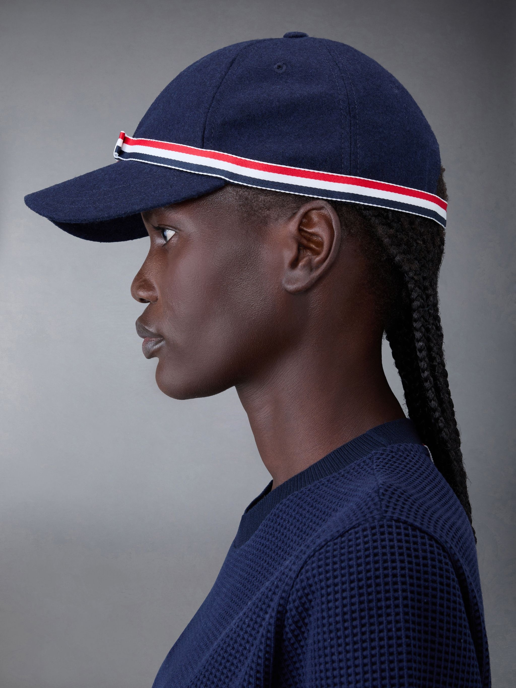 キャップ THOM BROWNE GG BOW BASEBALL CAP IN WOOL FLANNEL Thom Browne Wool Flannel Grosgrain Bow Baseball Cap | REVERSIBLE