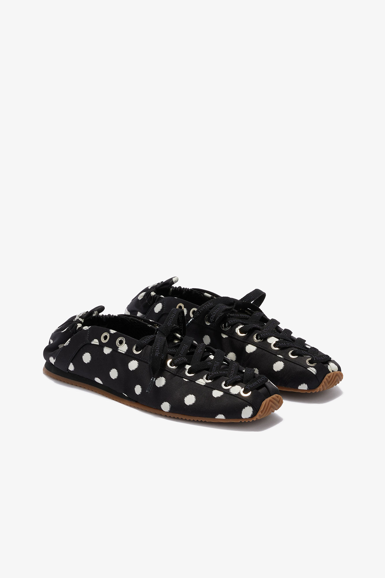LACE UP SPORTY BALLERINA IN BLACK POLKA DOT - 2
