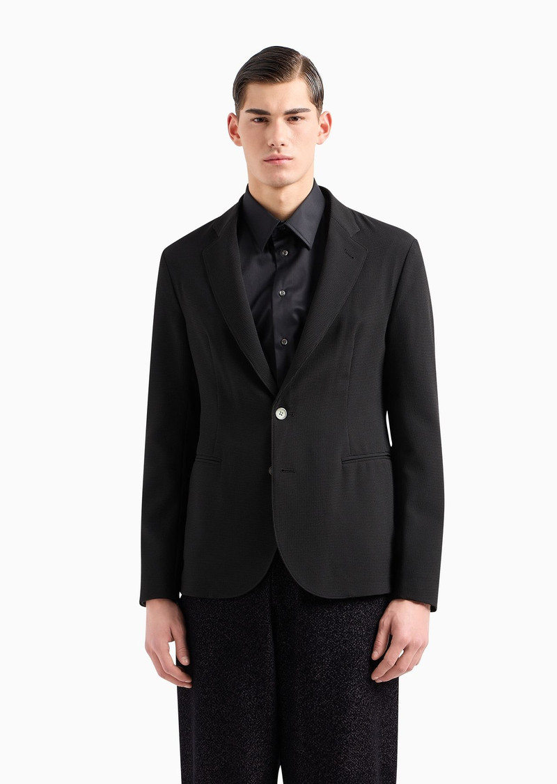 Single-breasted jacket in micro-armure crêpe 2