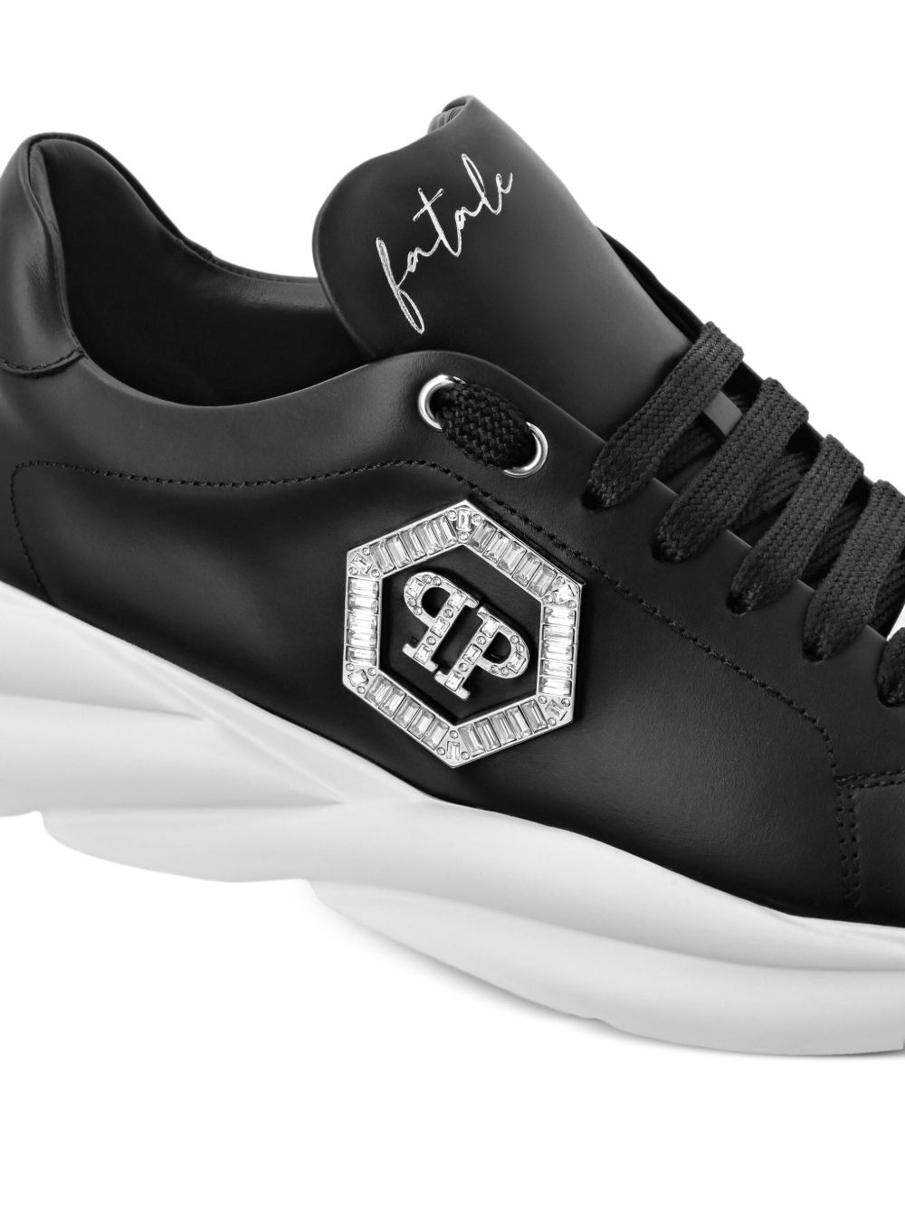 crystal-embellished leather sneakers - 4