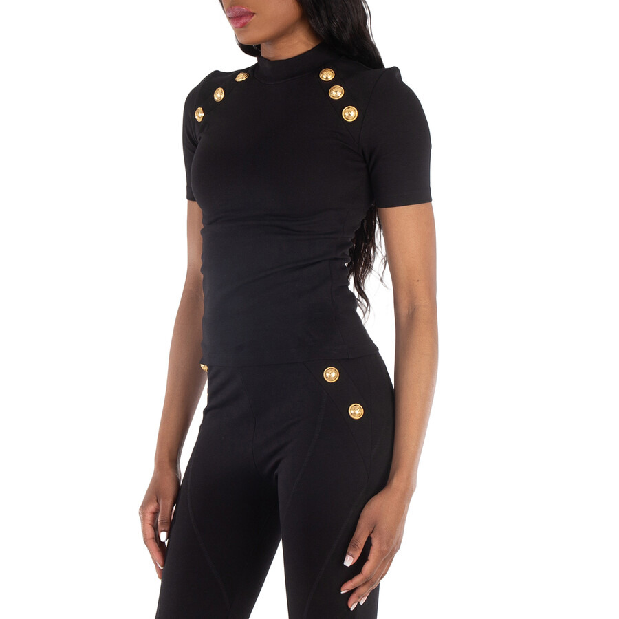 Balmain 6-Button Raglan-Sleeve T-Shirt - 2