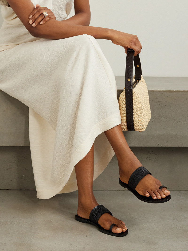 AMANU The Shela Fringed Braided Leather Slides outlook