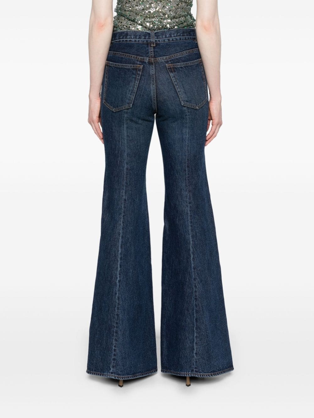 belted mid-rise flared jeans - 4