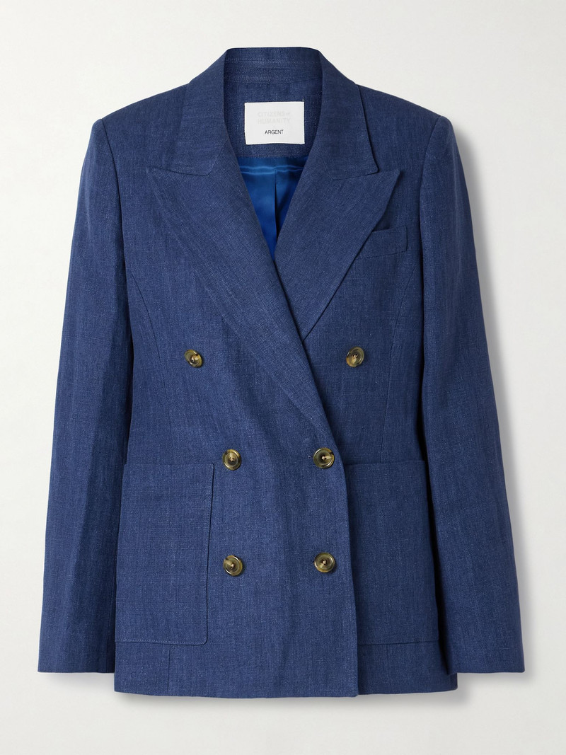 + Argent Chelsea double-breasted linen blazer Blue 1
