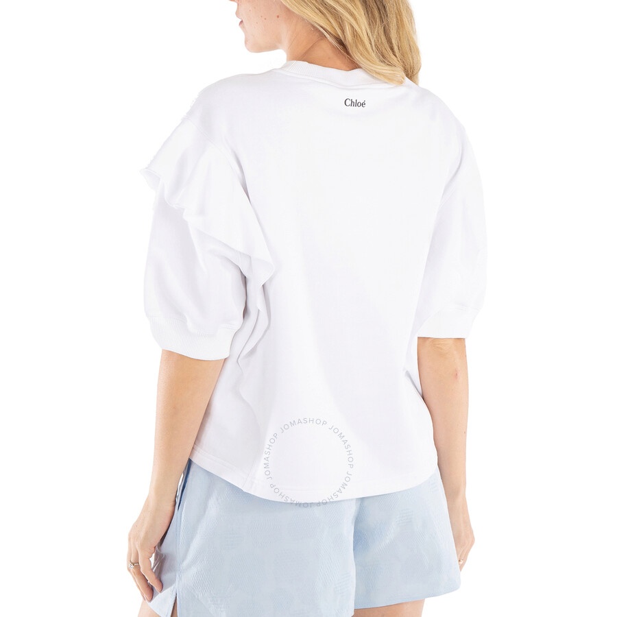 Chloe Ladies White Layered Design-Sleeves Cotton Top - 5