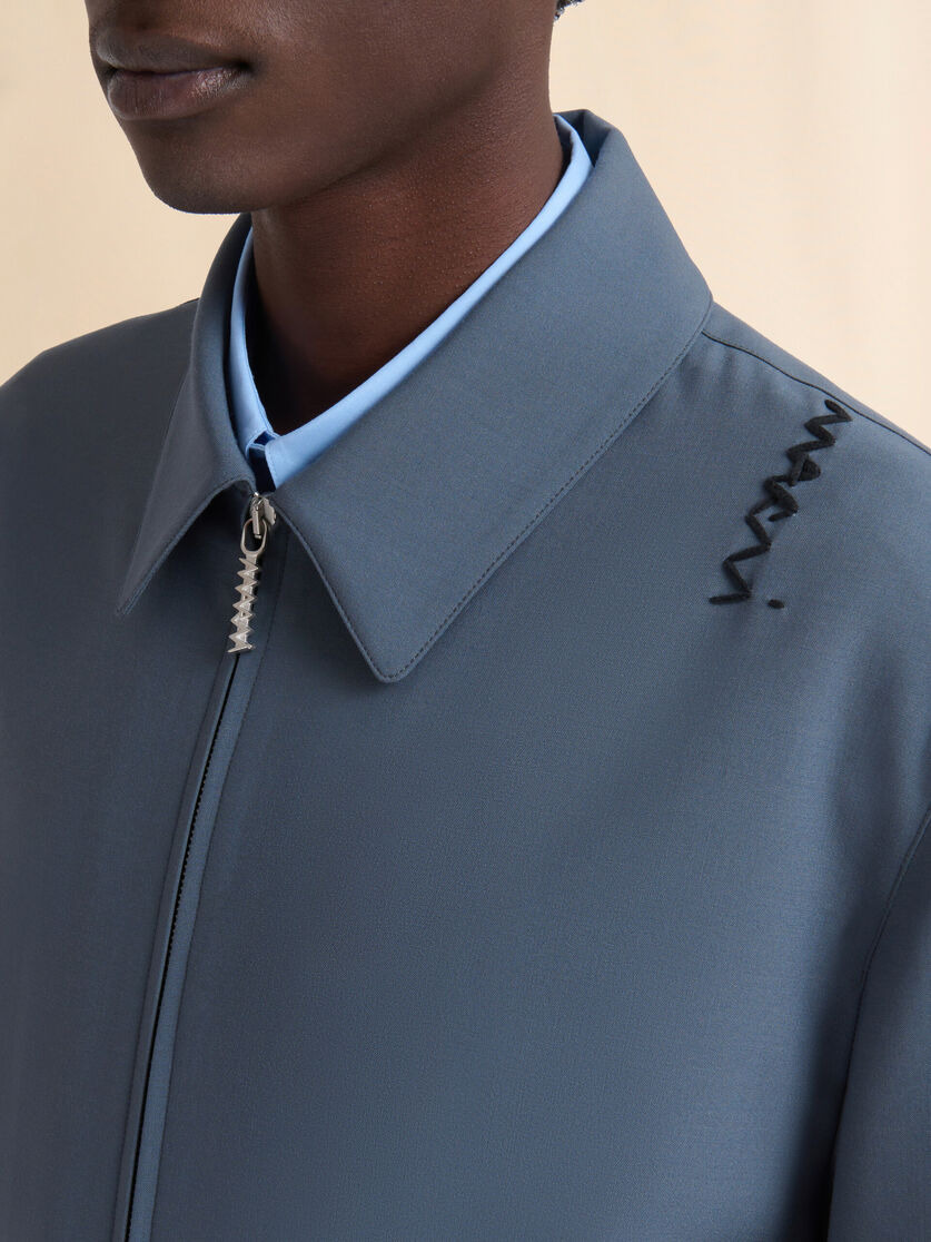 GRAY LIGHT WOOL JACKET WITH COLLAR - 4