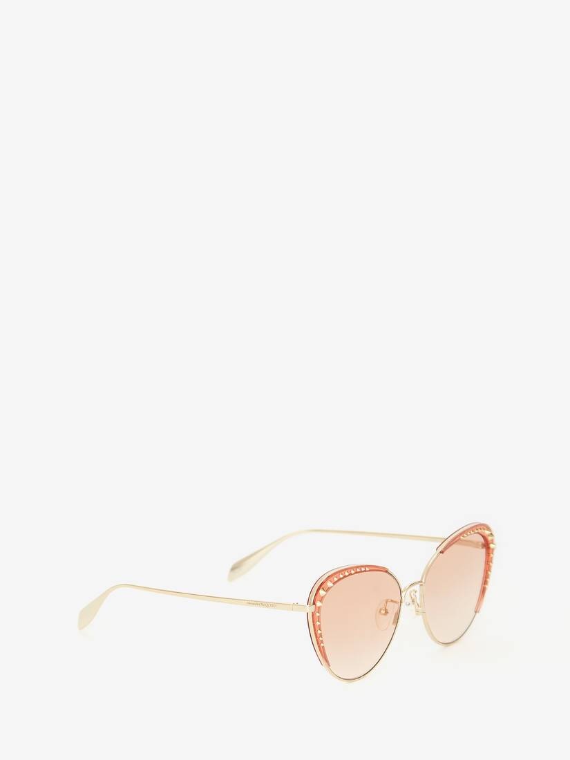 Studded Lens Cat-eye Sunglasses in Light Gold - 3