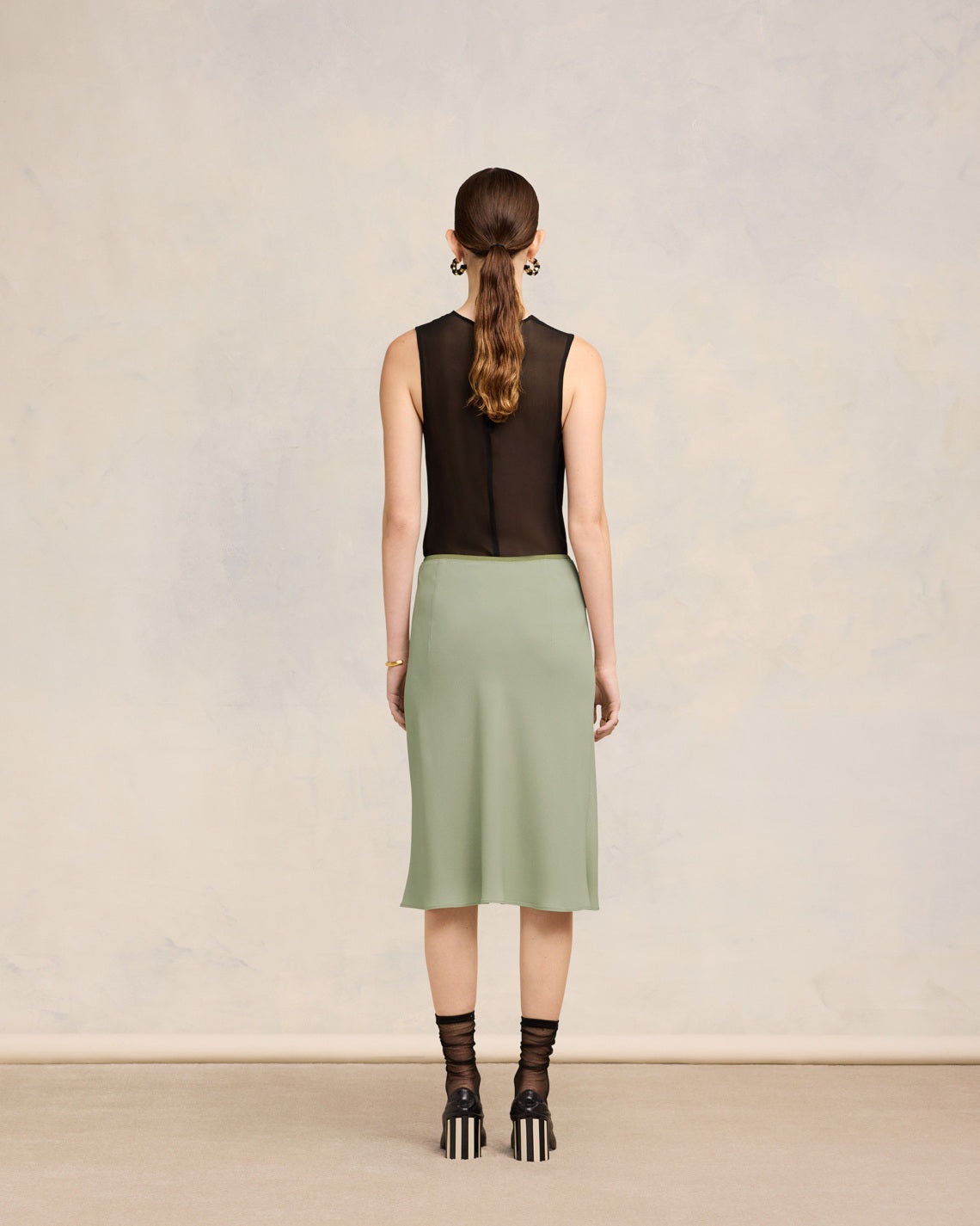 MIDI SKIRT WITH ELASTICATED WAIST - 4