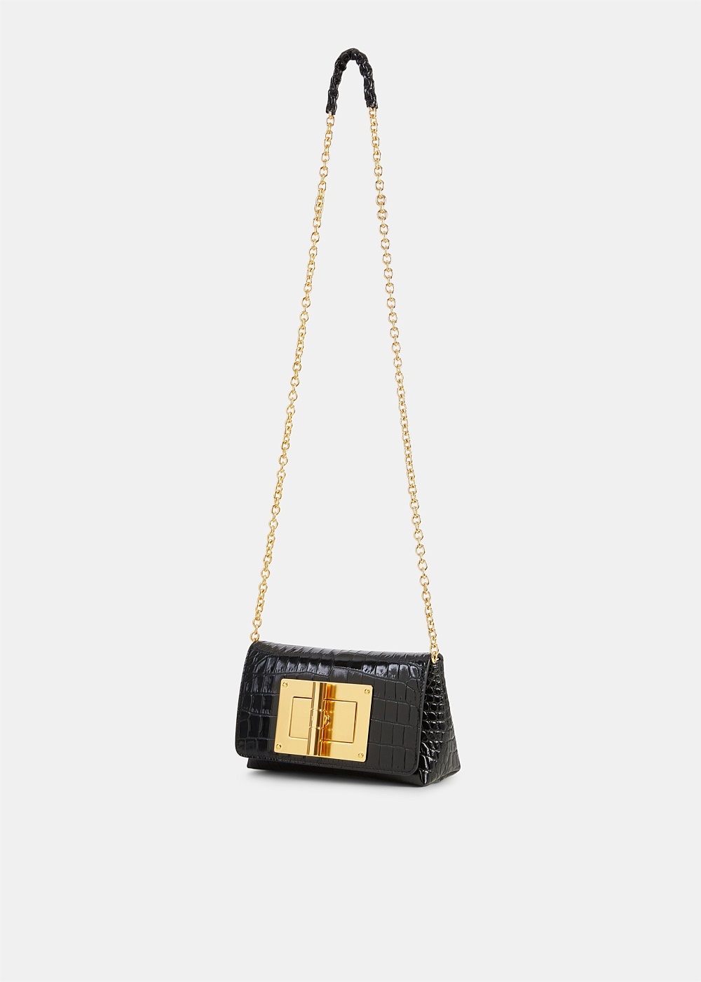 Black Crocodile Leather Natalia Mini Shoulder Bag - 3