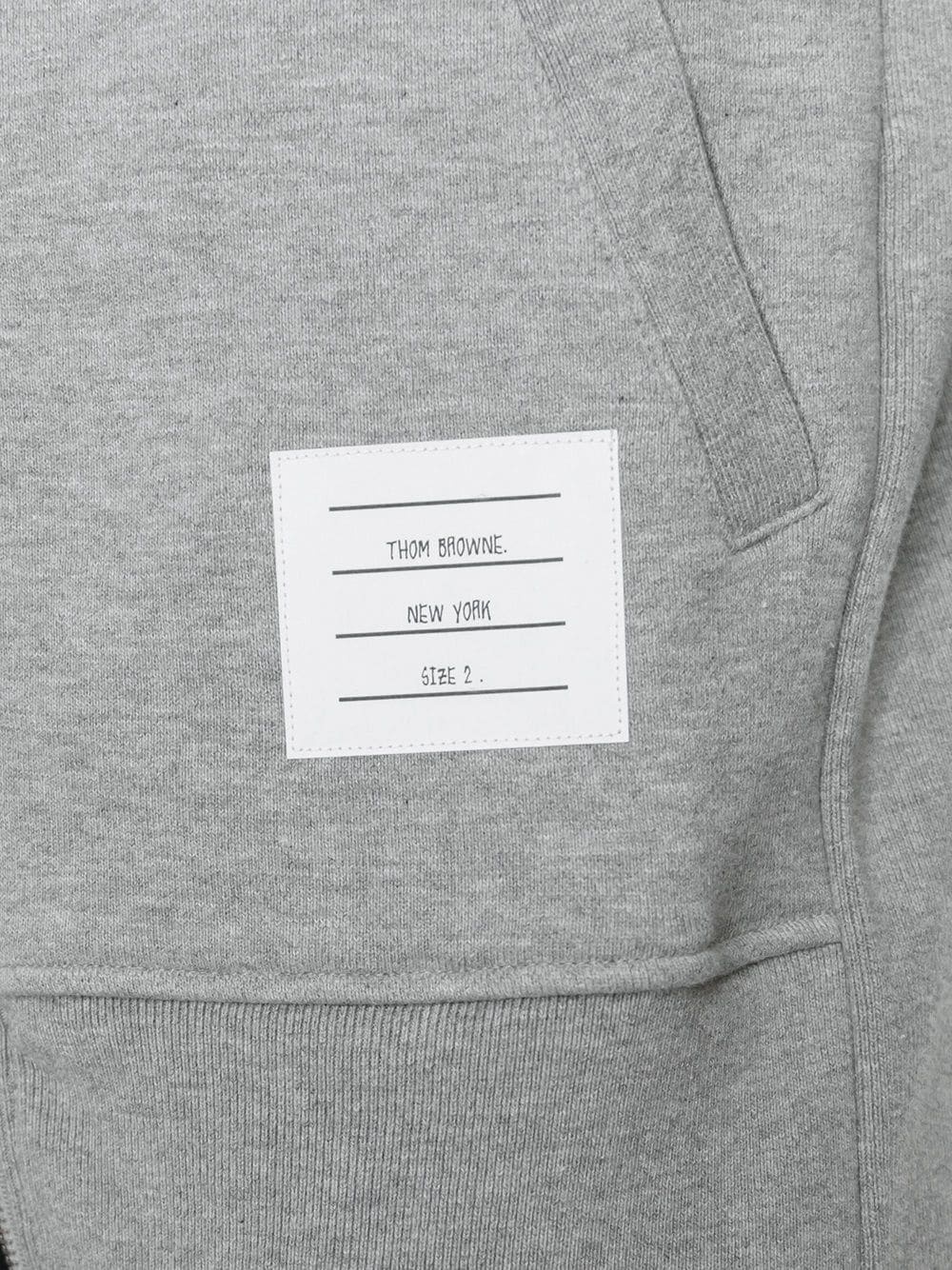 THOM BROWNE Men Classic Full Zip Hoodie In Classic Loopback W/ Engineered 4 Bar - 5