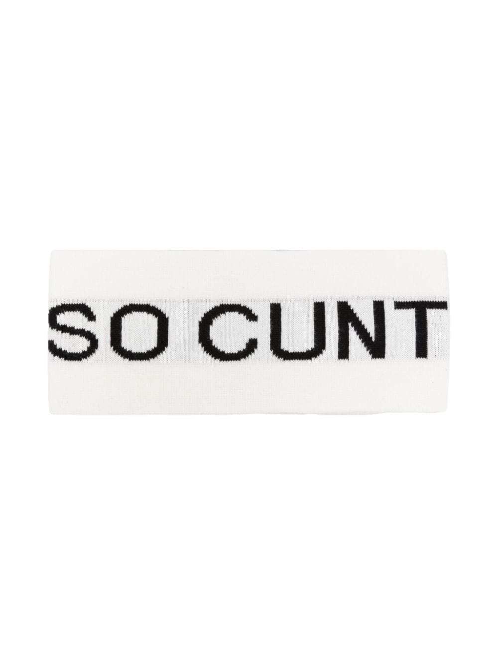 intarsia-knit slogan cotton headband - 1