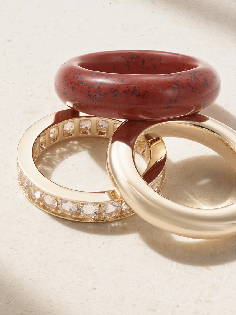 + Net Sustain Set Of Three 14-karat Recycled Gold Multi-stone Rings 3