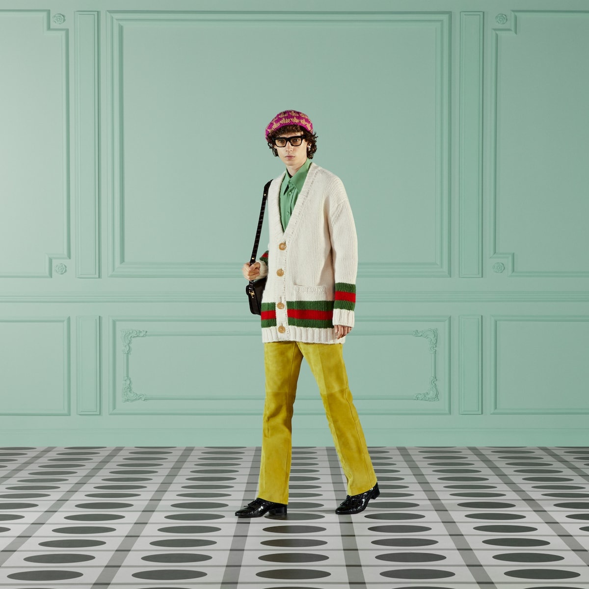Fine wool cardigan with Web - 2