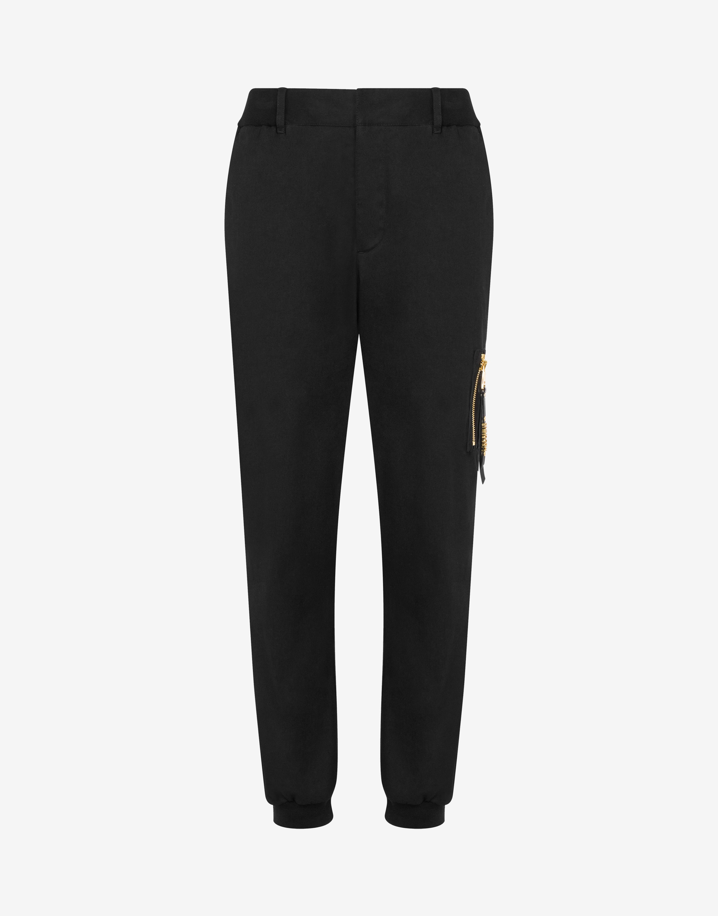 MINI LETTERING ZIP PULLER STRETCH GABARDINE TROUSERS - 1