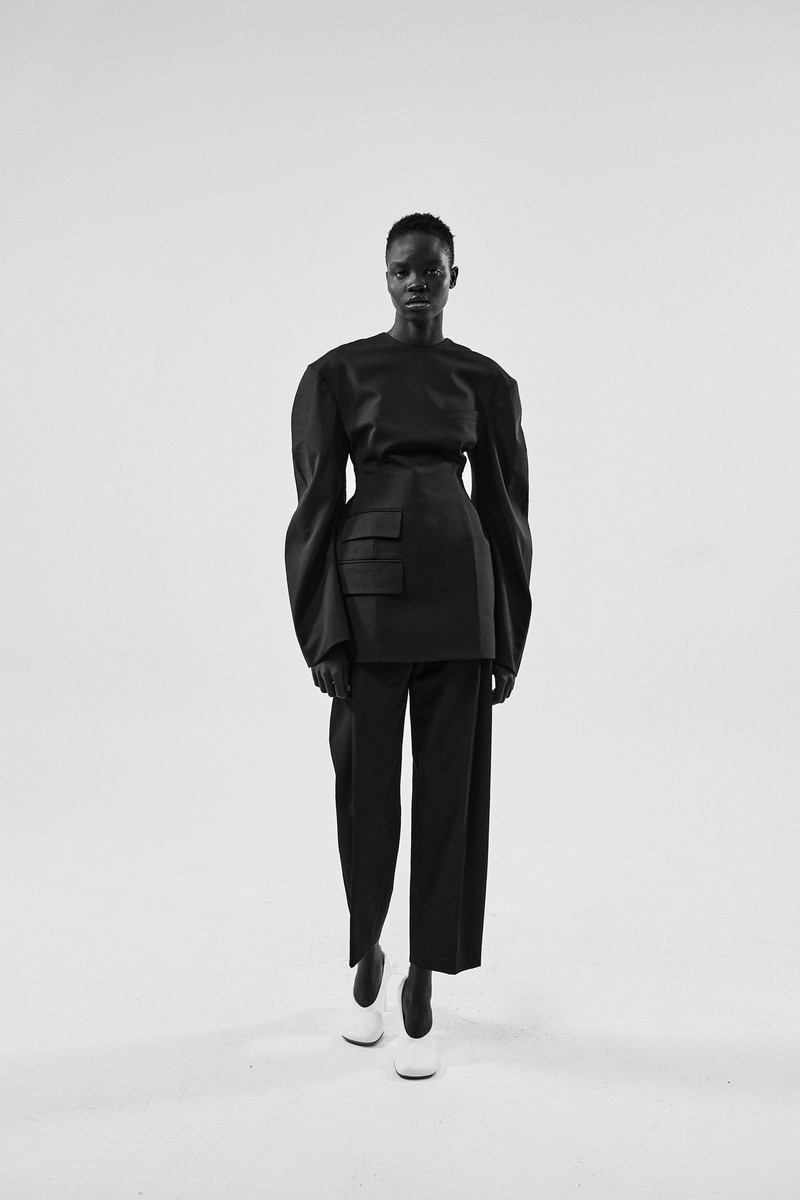 ROUNDED SLEEVE TAILORED MINI DRESS BLACK 6