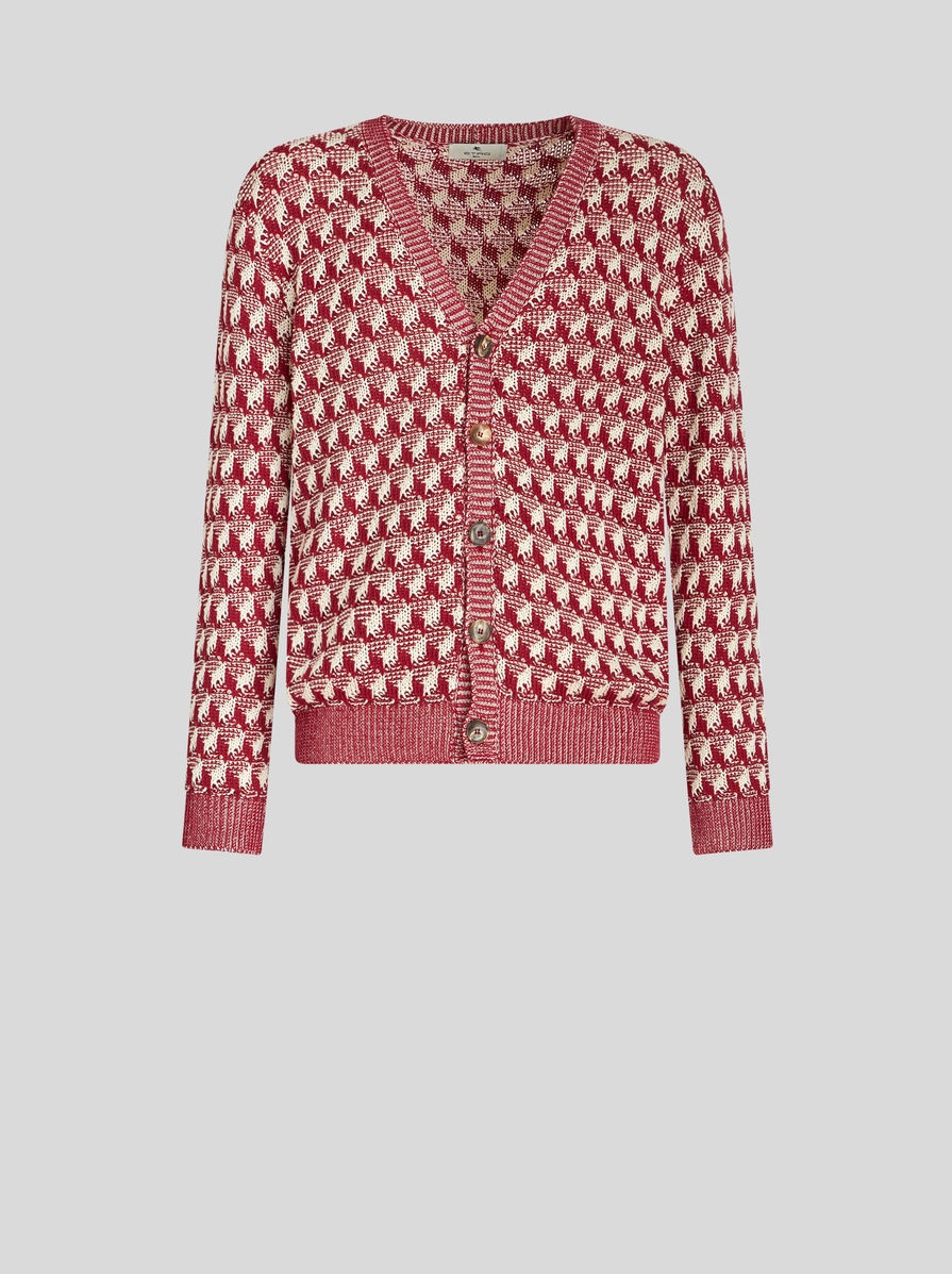 CARDIGAN WITH GEOMETRIC MOTIF - 1