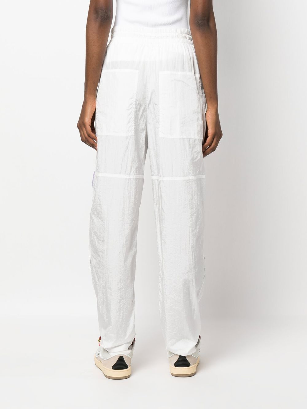 contrast-panel drawstring trousers - 4