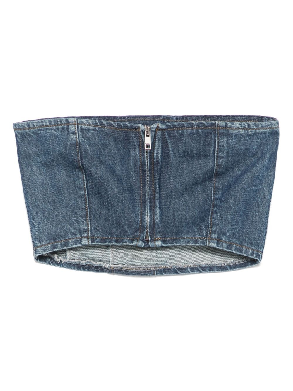 button-detail denim top - 2