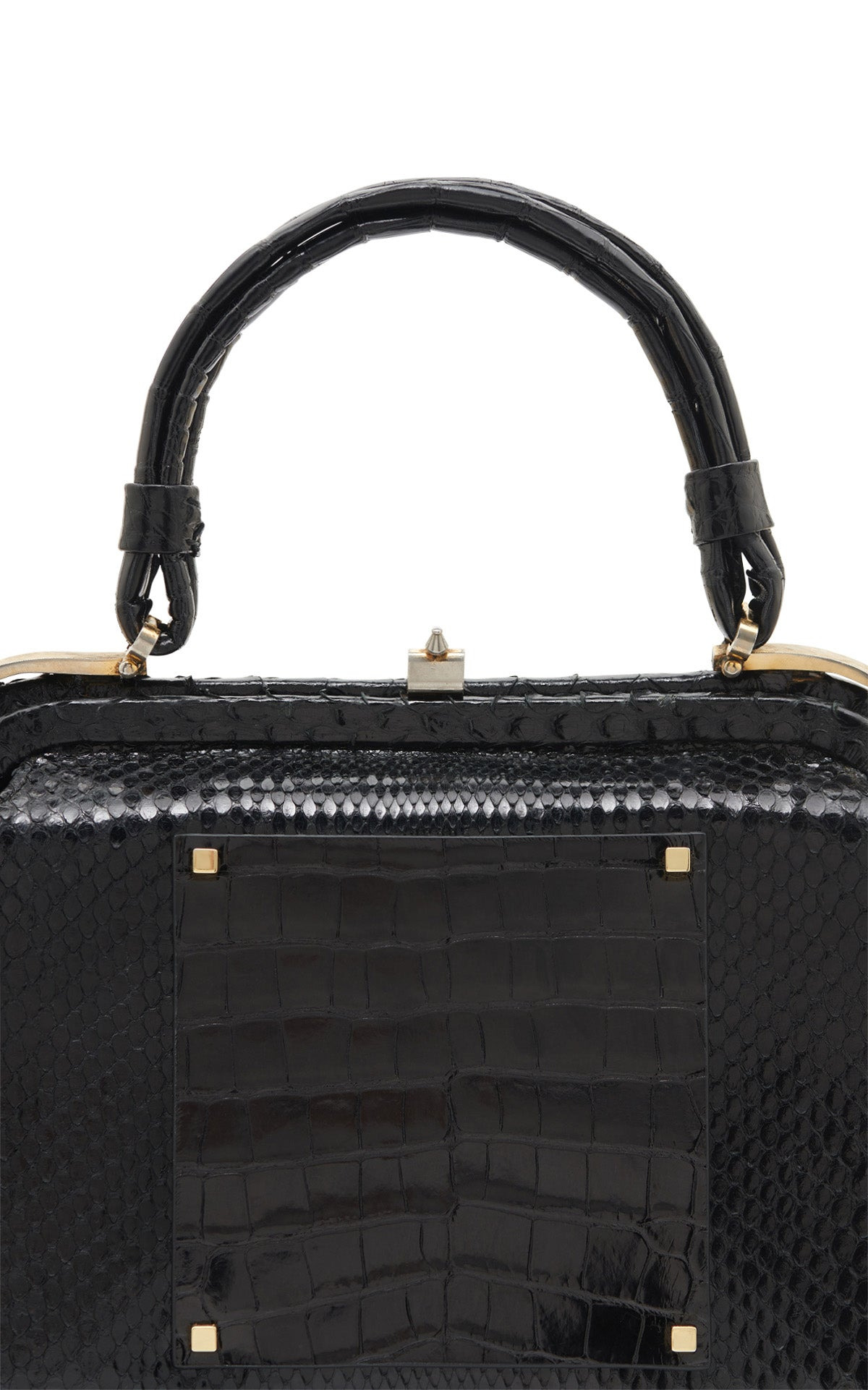 Vintage No.7 Bag in Black Snakeskin & Crocodile Leather - 4