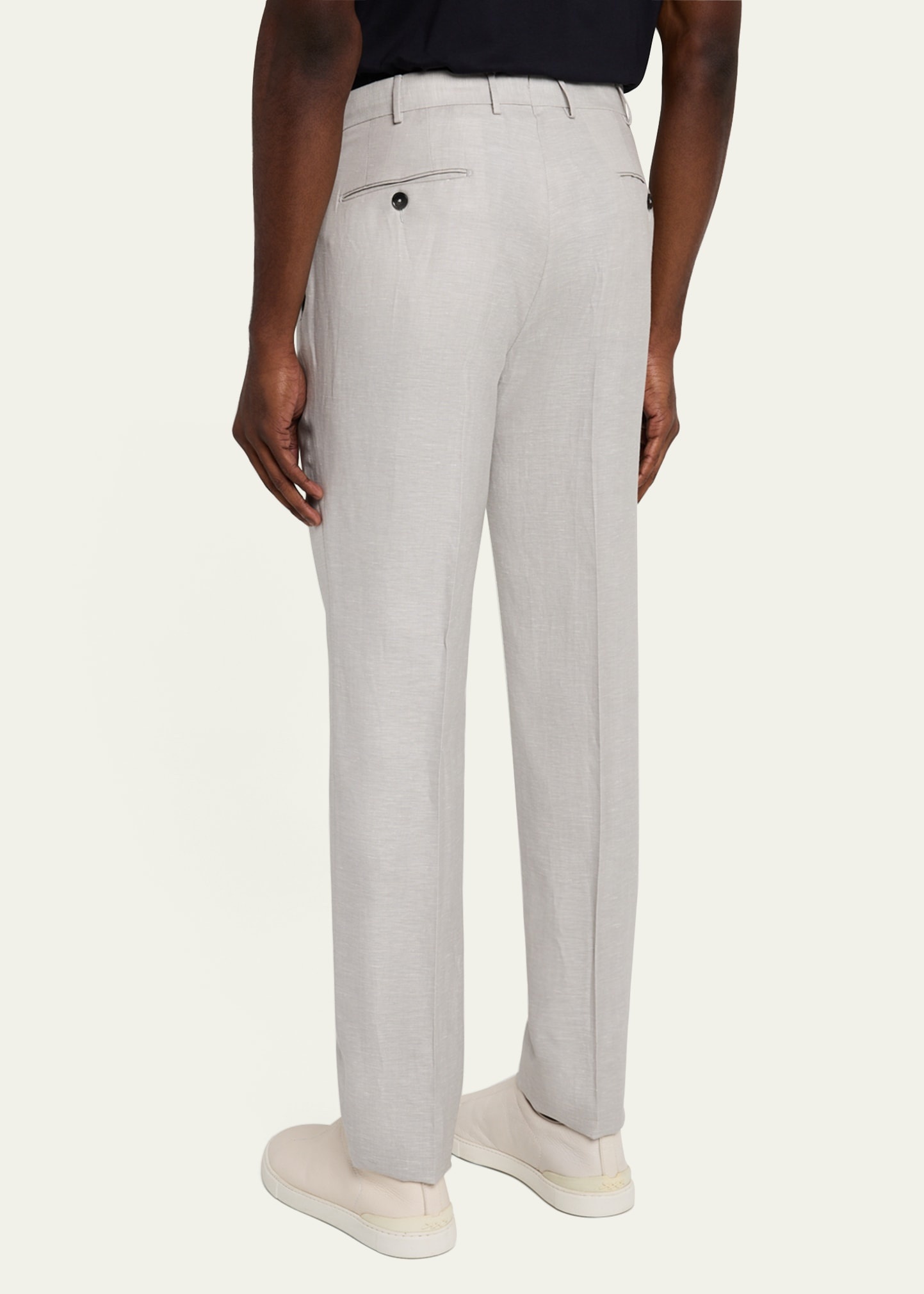 Men's Wool Linen Flat-Front Trousers - 3