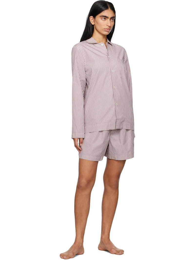 TEKLA Purple & White Poplin Long-Sleeved Pyjama Shirt outlook