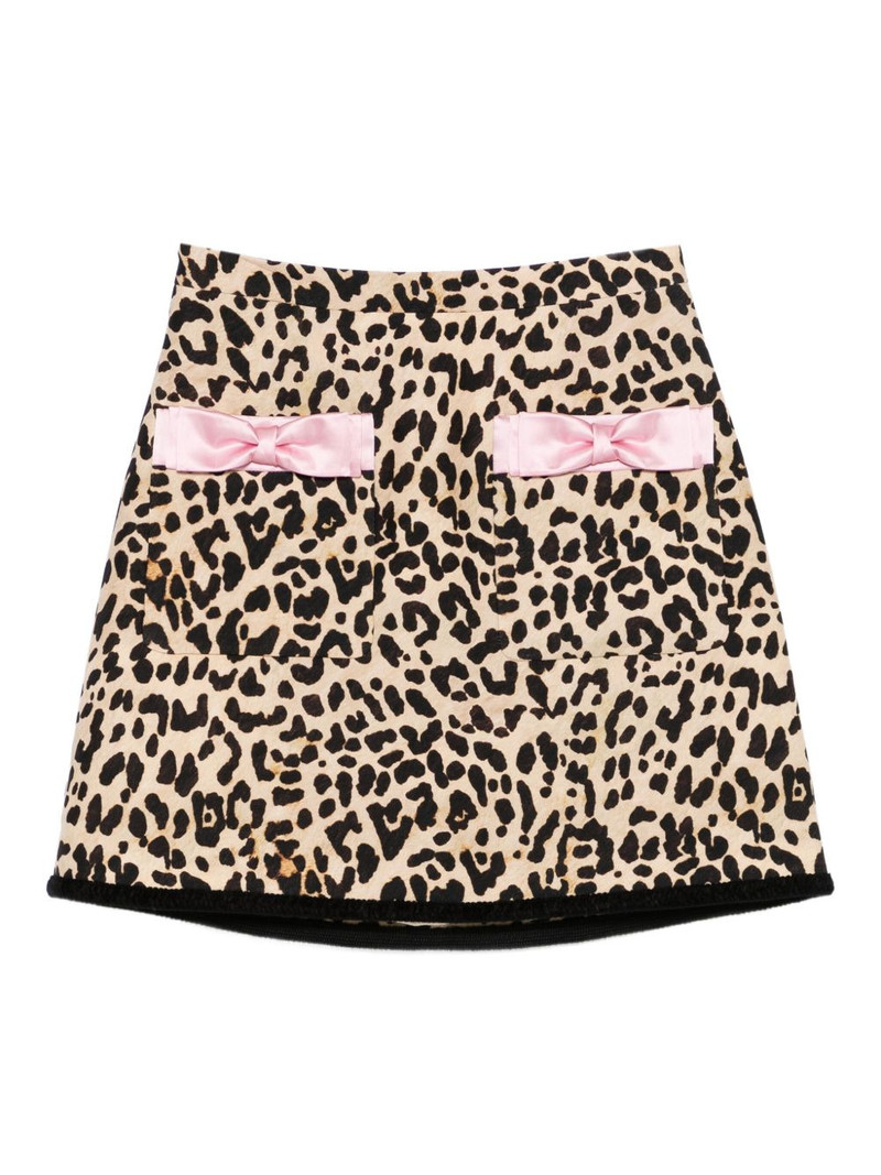 Animalier bow-detail mini skirt 1