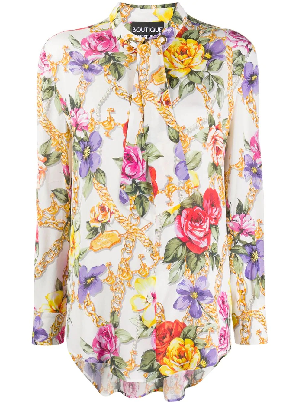 floral pussy-bow blouse - 1