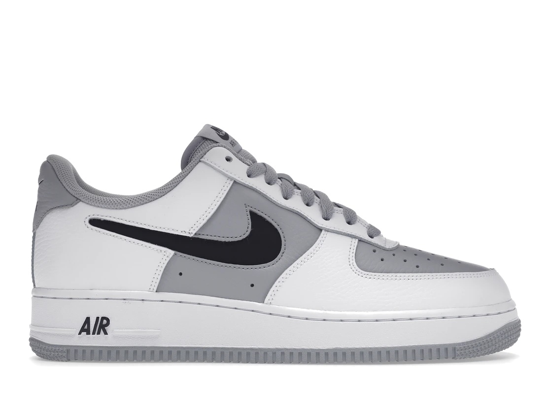 Nike Air Force 1 Low Cut-Out White Grey Black Swoosh - 1