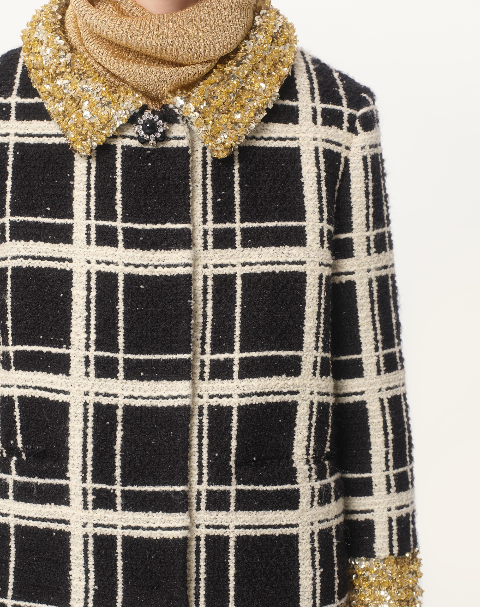 EMBROIDERED MACRO CHECK TWEED JACKET - 4