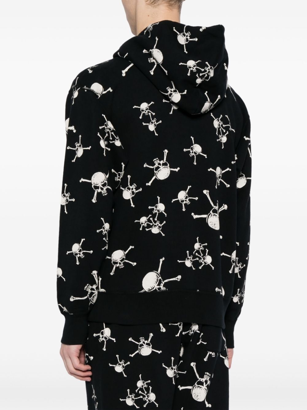 skull-print cotton hoodie - 4