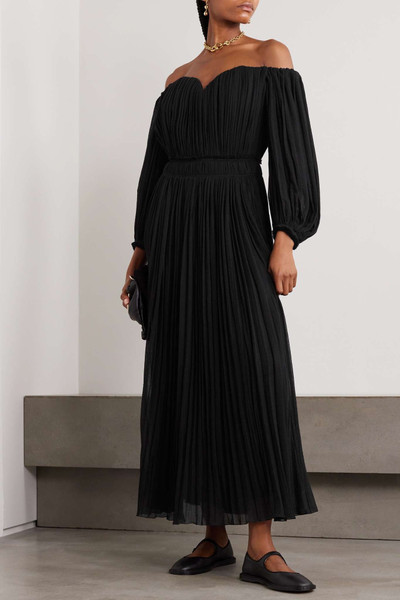 Chloé Off-the-shoulder pleated wool-chiffon maxi dress outlook