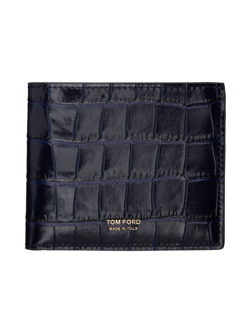 Blue Glossy Printed Croc Bifold Wallet - 1