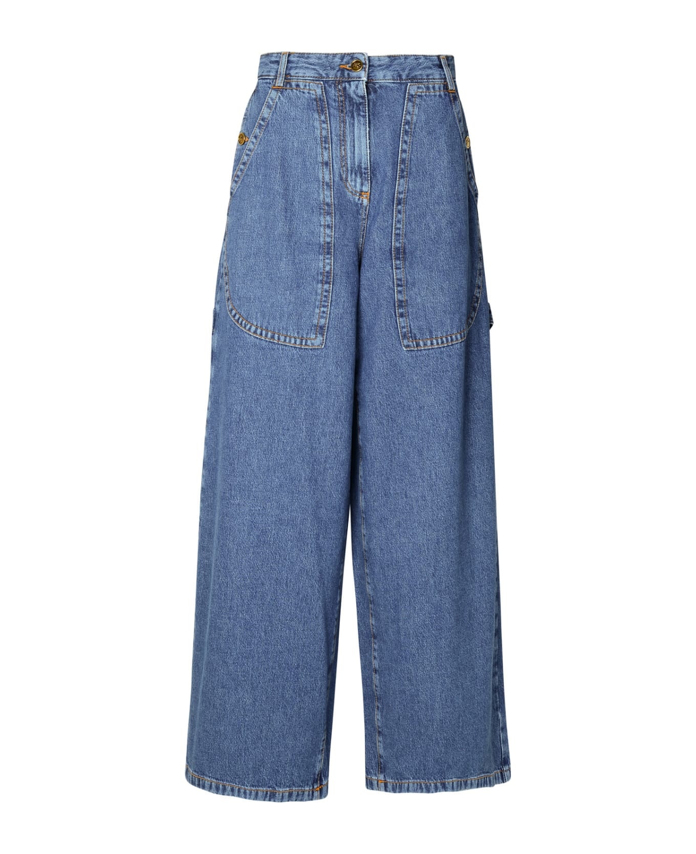 Blue Cotton Cargo Jeans - 1