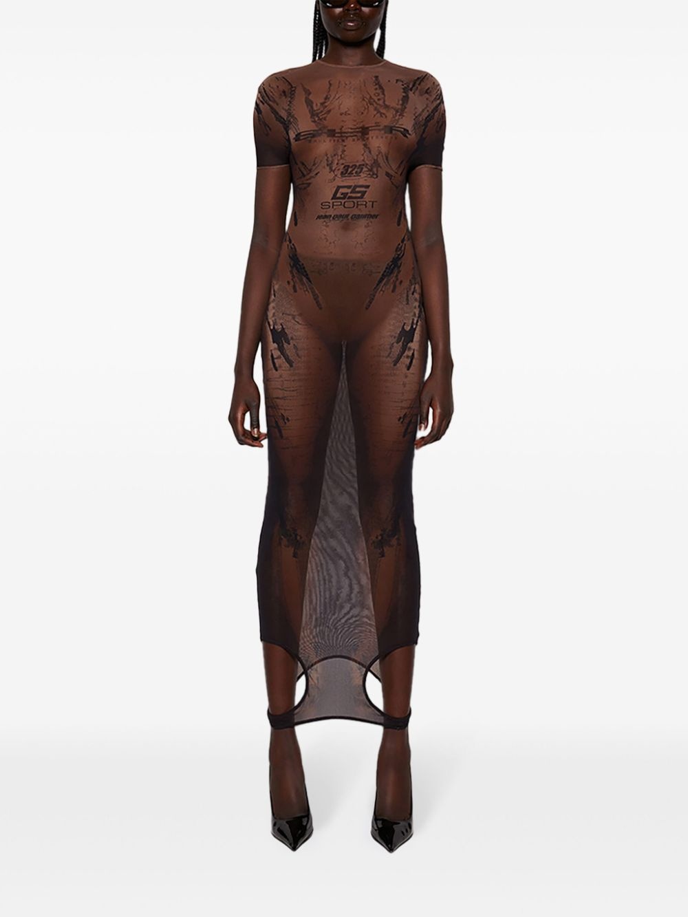 printed mesh dress - 3