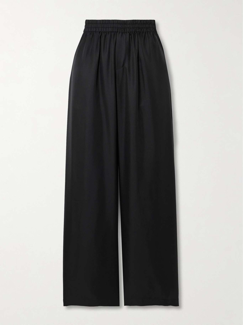 Silk-twill wide-leg track pants 1