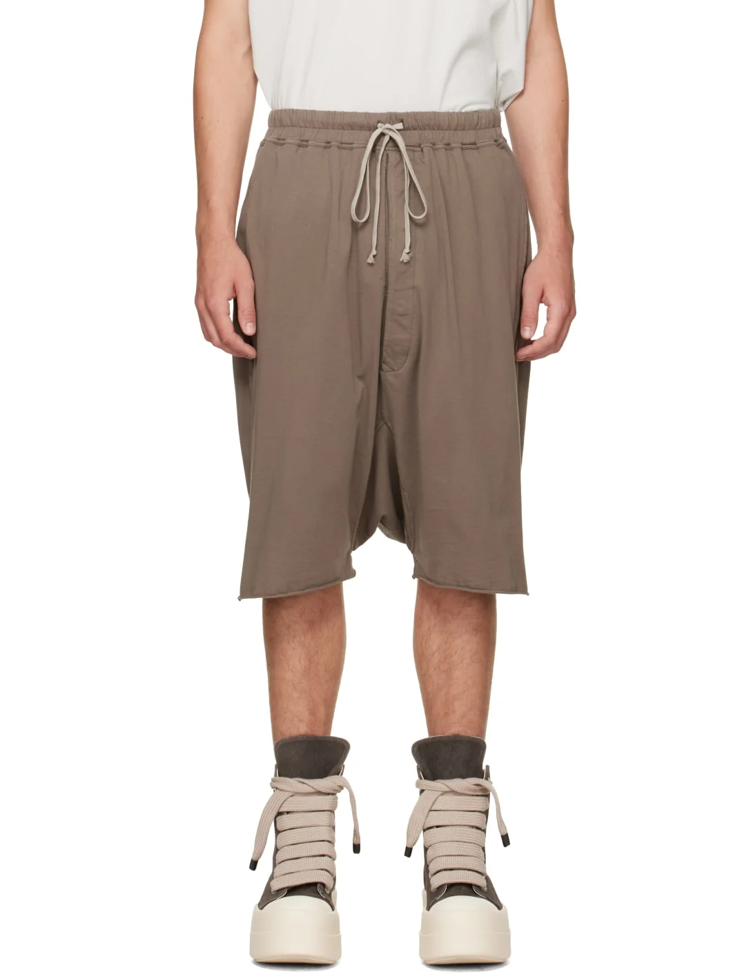 Taupe Tower Drawstring Pods Shorts - 1