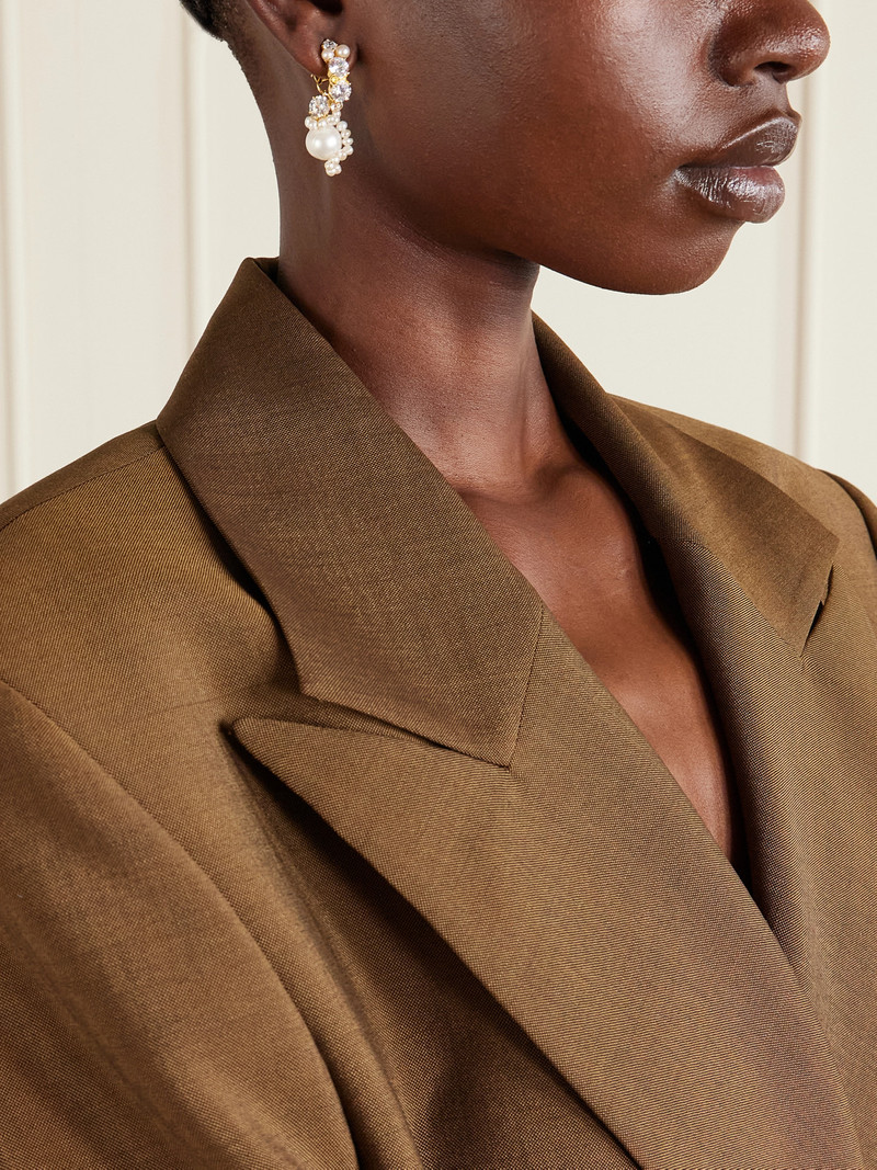 Completedworks Gold-plated Cubic Zirconia And Peal Hoop Earrings outlook