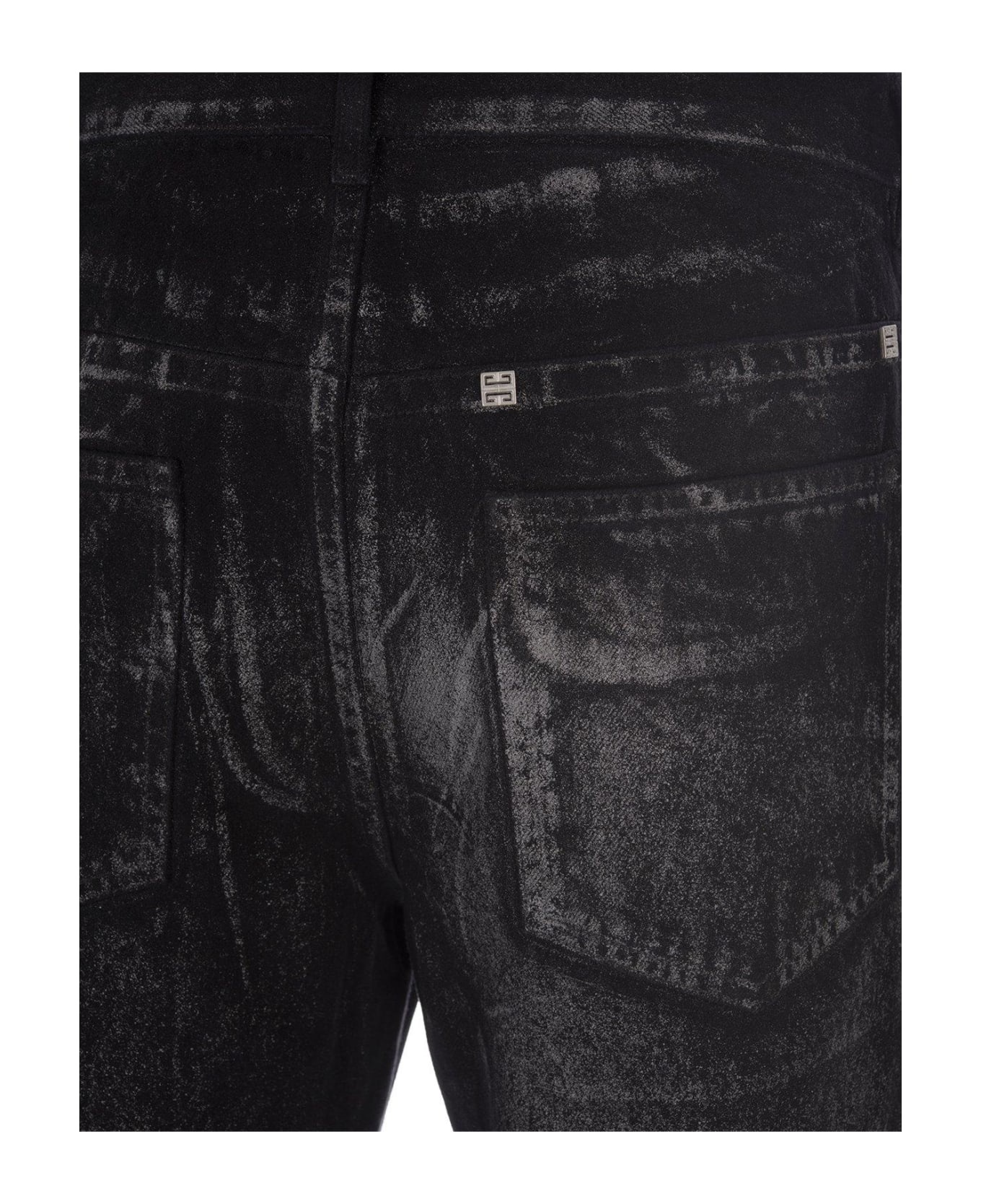 Black And Grey Straight Jeans With Reflective Painted Pattern - 3