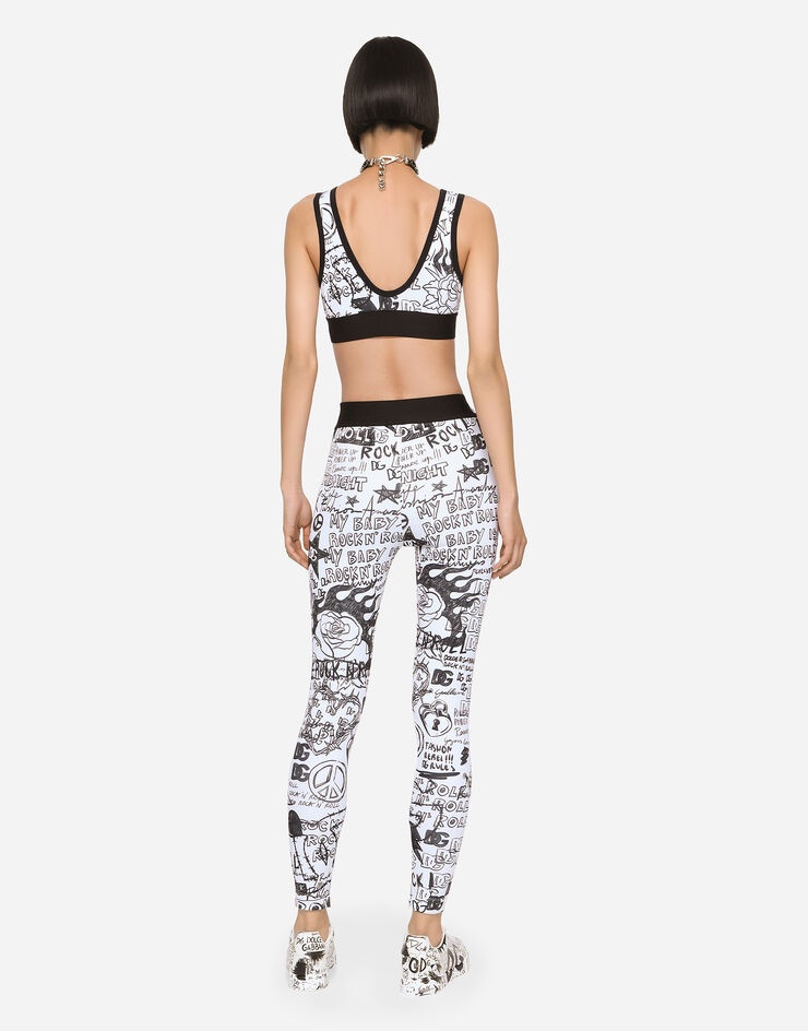 Jersey leggings with graffiti logo print - 2