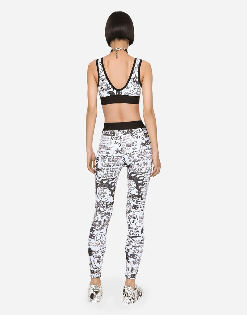 Jersey leggings with graffiti logo print 2