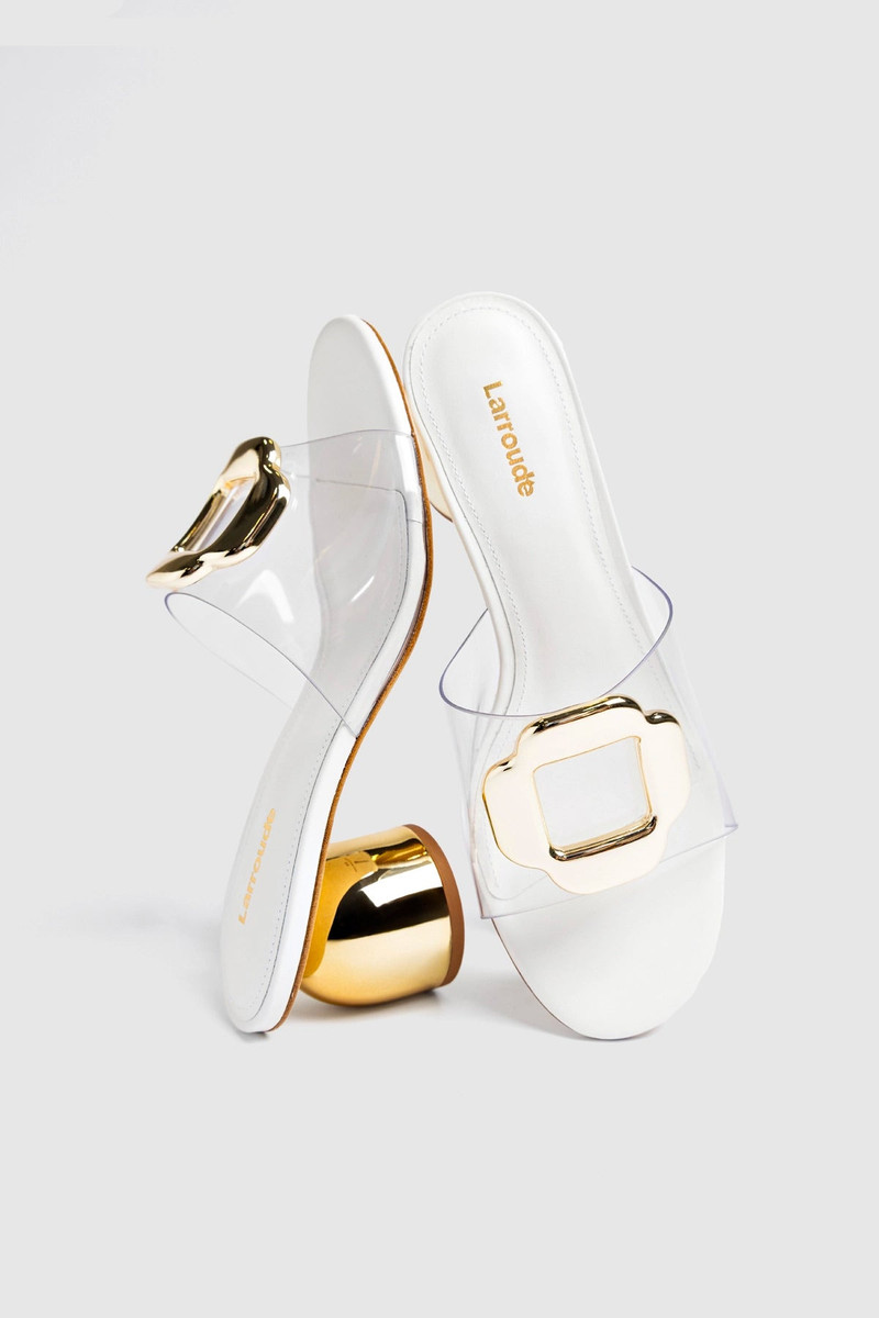 Larroudé Margherita Clear Mule White Leather outlook