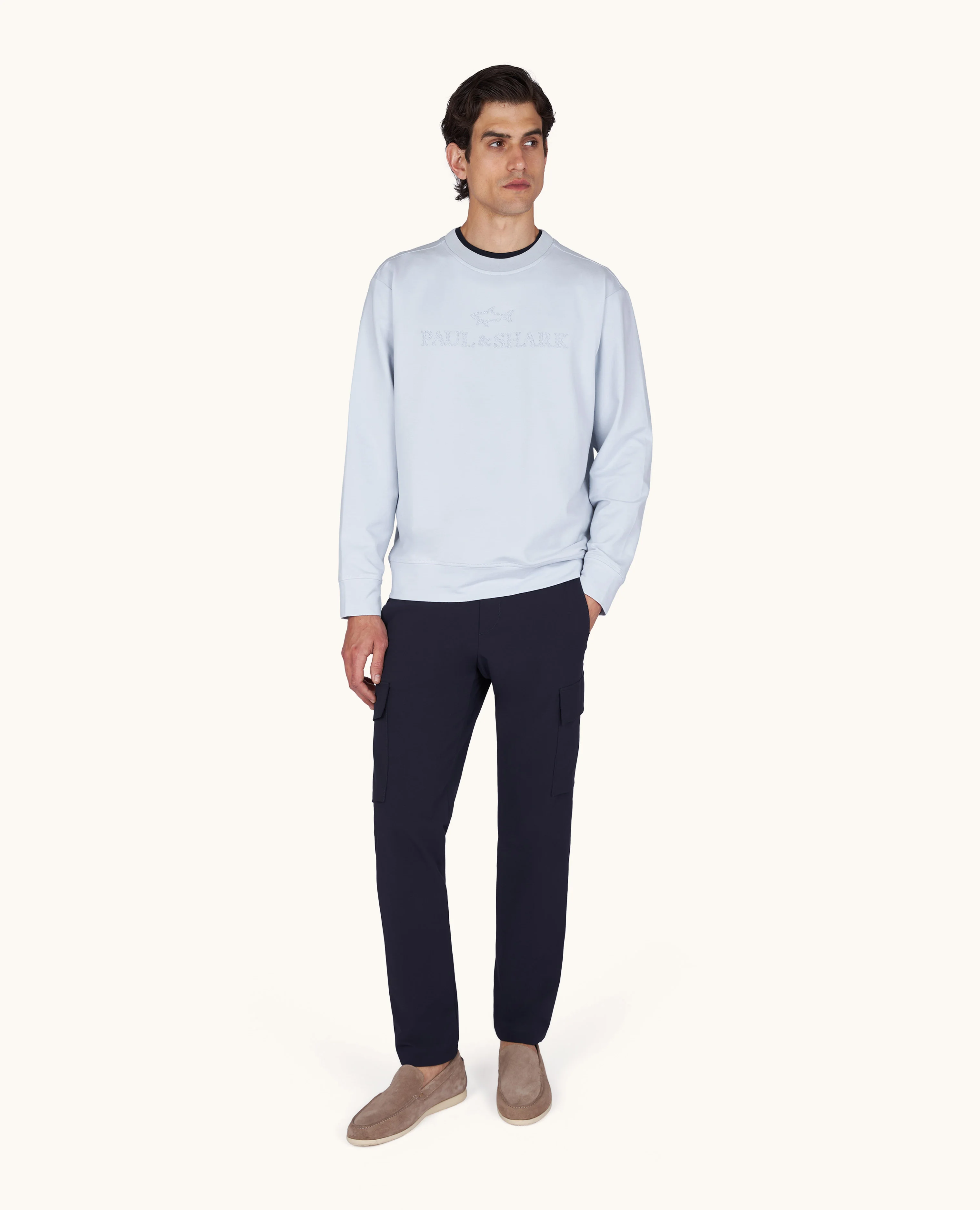 X‑SOFT SWEATSHIRT IN ACTIVE FLEECE COTTON WITH LOGO EMBROIDERY - 1